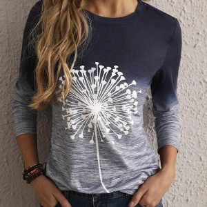 Casual Print Long Sleeve T-shirt for Everyday Outings
